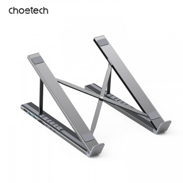 Choetech HUB-M48 7in1 HUB + Foldable Laptop stand USB-C to (HDMI 4K/USB-A*2/TF&SD/USB-C x 1 with PD Charging) Grey 
