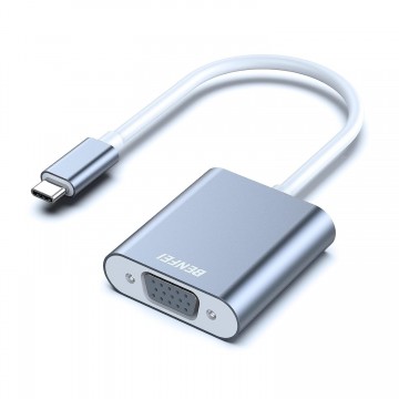 BENFEI 000165GY USB C to VGA Adapter, Thunderbolt 3/4 to VGA Adapter Compatible with iPhone 15/16, MacBook, iPad Pro, iMac, S23, XPS 17, Surface Book 3 and More
