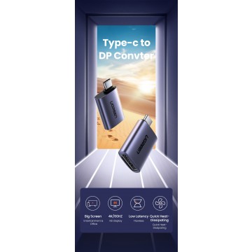 UGREEN 70451  USB-C Male to DP Female Adapter Aluminium Case 4K/2K 60Hz (Dark Gray)