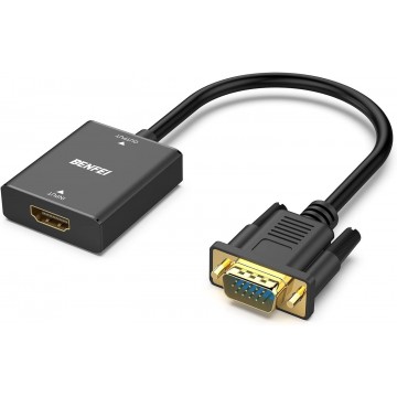 BENFEI 000272BK HDMI Female to VGA Male with 3.5mm Audio Jack, Uni-Directional Adapter Black