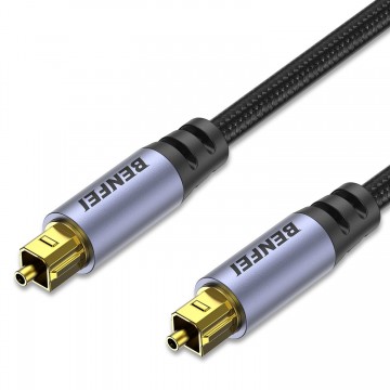 BENFEI 000411GY Toslink SPDIF Optical Coaxial Audio Nylon Braided cable for TV/Sound Bar/PS5/Xbox etc. 2M
