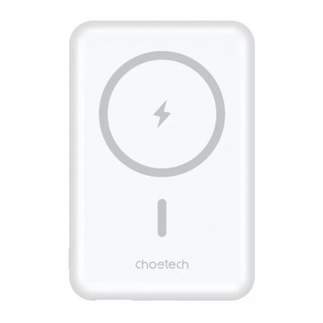 Choetech B662-WT  USB-A + USB-C + Wireless Magnetic Power bank 5000mAh  (White ) 