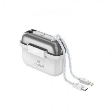 Choetech B812-SL WH Mini Bag Digital CCC Certified 10000mAh 30W Fast Charging Power Bank Gold with USB-C + Lighting Cables