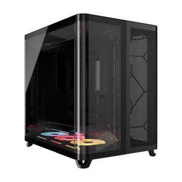Corsair AIR 5400 LX-R RGB iCUE LINK Triple Chamber Mid-Tower PC Case - Black; ATX/E-ATX CC-9011320-WW