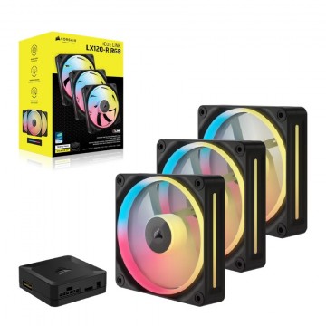 Corsair iCUE LINK LX120-R RGB 120mm PWM Reverse Fans Starter Kit Triple Pack - Black CO-9051050-WW