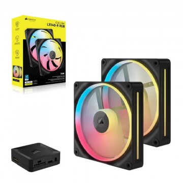 Corsair iCUE LINK LX140-R RGB 140mm PWM Reverse Fans Starter Kit Dual Pack - Black CO-9051052-WW
