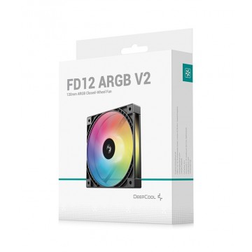 DeepCool FD12 ARGB V2 120mm Integral Blade Silent Ring Case Fans - R-FD12ARGBV2-BKAPN1-G
