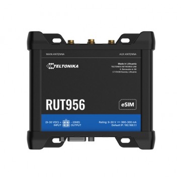 Teltonika RUT956 Industrial Cellular Router, eSIM, Dual-SIM Cellular 4G LTE