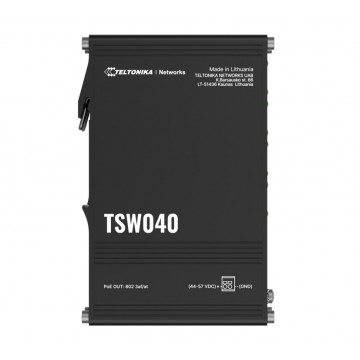 Teltonika TSW040 - 8-port PoE+ Switch (7-57 VDC, or 44-57 VDC for PoE-out) Integrated DIN Rail Bracket - TSW040000000
