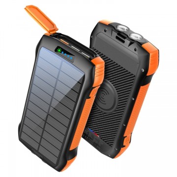 Choetech B657 20,000mAh Solar Power Bank With Wireless+USB-C+USB-A x 3 + LED Flashlight