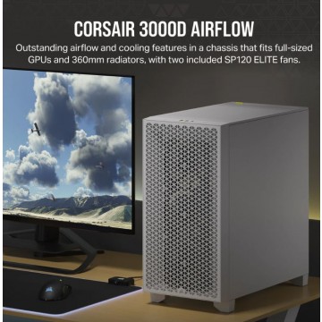 Corsair 3000D Airflow Tempered Glass Mid-Tower ATX Case - White