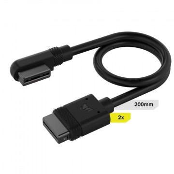 Corsair iCUE LINK Cable, 2x 200mm with Straight/Slim 90° connectors, Black