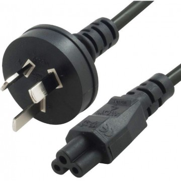 8Ware 1M Power Cable from 3-Pin AU Male to IEC C5 Female Cloverleaf Plug Mickey Type Black