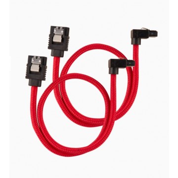 Corsair Premium Sleeved SATA 6Gbps 60cm 90° Connector Cable — Red