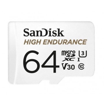 SanDisk High Endurance 64GB microSD 100MB/s 40MB/s 5K hrs 4K UHD C10 U3 V30 -40°C to 85°C Heat Freeze Shock Temperature Water X-ray Proof SD Adapter
