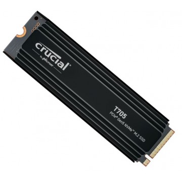Crucial T705 2TB Gen5 NVMe SSD Heatsink - 14500/12700 MB/s R/W 1200TBW 1550K IOPs 1.5M hrs MTTF DirectStorage for Intel 14th Gen & AMD Ryzen 7000