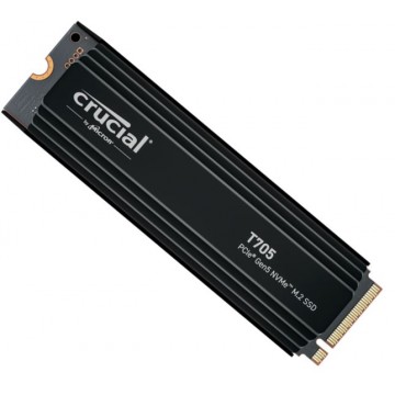 Crucial T705 4TB Gen5 NVMe SSD Heatsink - 14100/12600 MB/s R/W 2400TBW 1500K IOPs 1.5M hrs MTTF DirectStorage for Intel 14th Gen & AMD Ryzen 7000