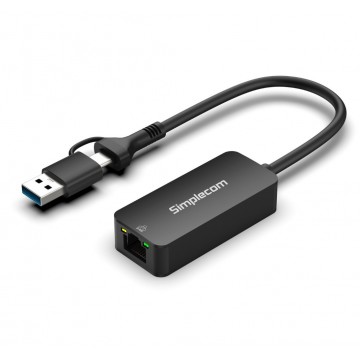 Simplecom NU405C SuperSpeed USB-C and USB-A to 2.5G Ethernet Network Adapter 2.5Gbps LAN