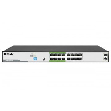 D-Link 18-Port Unmanaged PoE Switch with 16 RJ45 PoE and 2 Uplink Ports