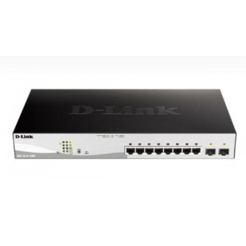 D-Link 10-Port Gigabit Smart Managed PoE Switch with 8 RJ45 PoE and 2 SFP Ports, 130 W