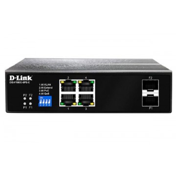 D-LINK 6-Port Gigabit Industrial PoE+ Switch with 4 PoE ports and 2 SFP ports