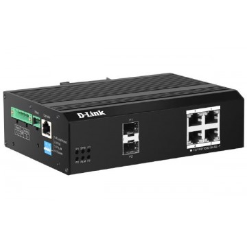 D-LINK 6-Port Gigabit Industrial PoE+ Switch with 4 PoE ports and 2 SFP ports