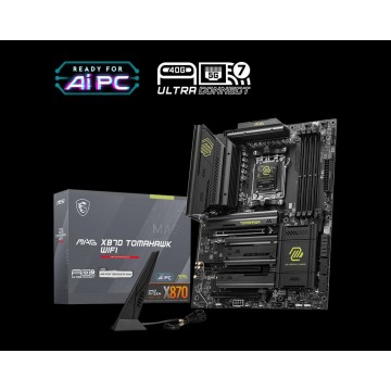 MSI MAG X870 TOMAHAWK WIFI, AMD AM5 ATX Motherboard 4x DDR5~256GB, 3x PCIe x16, 4x M.2, 5x USB 3.2, 4x USB2.0, 3x USB-C