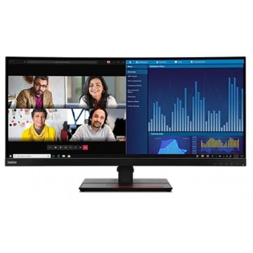 LENOVO ThinkVision P34W-20 34' 60Hz QHD IPS Monitor 4K 3440 x 1440 21:09 4ms Height Adjustable Tilt Swivel HDMI DP Ethernet USB Speakers VESA 3yr wty