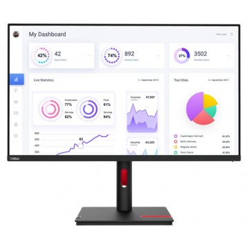 LENOVO ThinkVision T32p-30 31.5'/32' UHD Monitor IPS 4K 3840x2160 16:9 Anti-Glare Height Adjustable Tilt Swivel Pivot DP HDMI USB-C Audio 4xUSB3.1 Hub