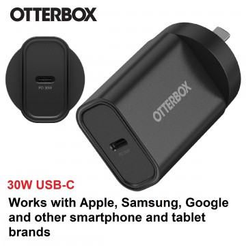 OtterBox 30W USB-C (Type I) PD Fast Wall Charger - Black (78-81351), Compact, Drop Tested,Safe & Smart Charging,Best for Apple,Samsung & USB-C Devices