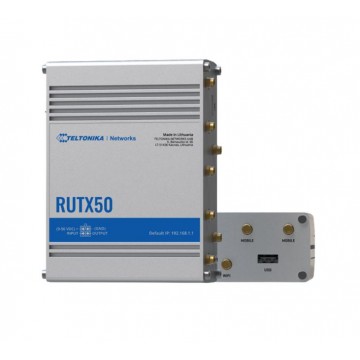 Teltonika RUTX50 - Industrial 5G Router, 5G dual SIM cellular, 5 Gigabit Ethernet ports, dual-band WI-Fi, comes with the RutOS operating system