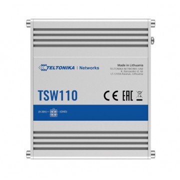 Teltonika TSW110 - L2 Switch, 5 x Gigabit Ethernet with speeds up to 1000 Mbps, Operating Temperature from -40 °C to 75 °C - PSU excluded (PR3PRAU6)