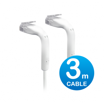 UniFi Patch Cable 3m White, Both End Bendable to 90 Degree, RJ45 Ethernet Cable, Cat6, Ultra-Thin 3mm Diameter U-Cable-Patch-3M-RJ45