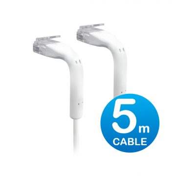 UniFi Patch Cable 5m White, Both End Bendable to 90 Degree, RJ45 Ethernet Cable, Cat6, Ultra-Thin 3mm Diameter U-Cable-Patch-5M-RJ45