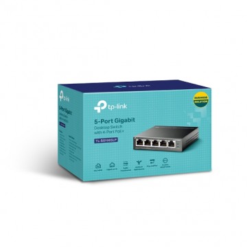 TP-Link TL-SG1005LP 5-Port 10/100/1000 Mbps Desktop Switch with 4-Port PoE+