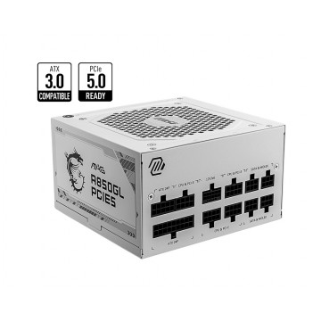 MSI MAG A850GL PCIE5 WHITE 850W Up to 90% (80 Plus Gold) ATX Power Supply Unit (NEW)